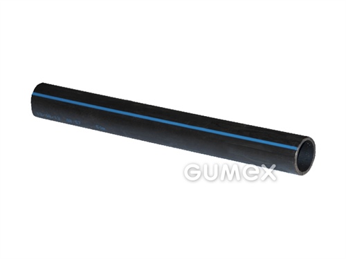PE trubka HD80, 3/4", 10bar, polyetylén, čierna s modrým pruhom